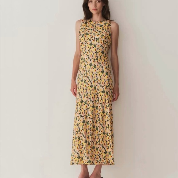 Doen yellow Floral Yellow midi Dress NEW - Picture 1 of 11